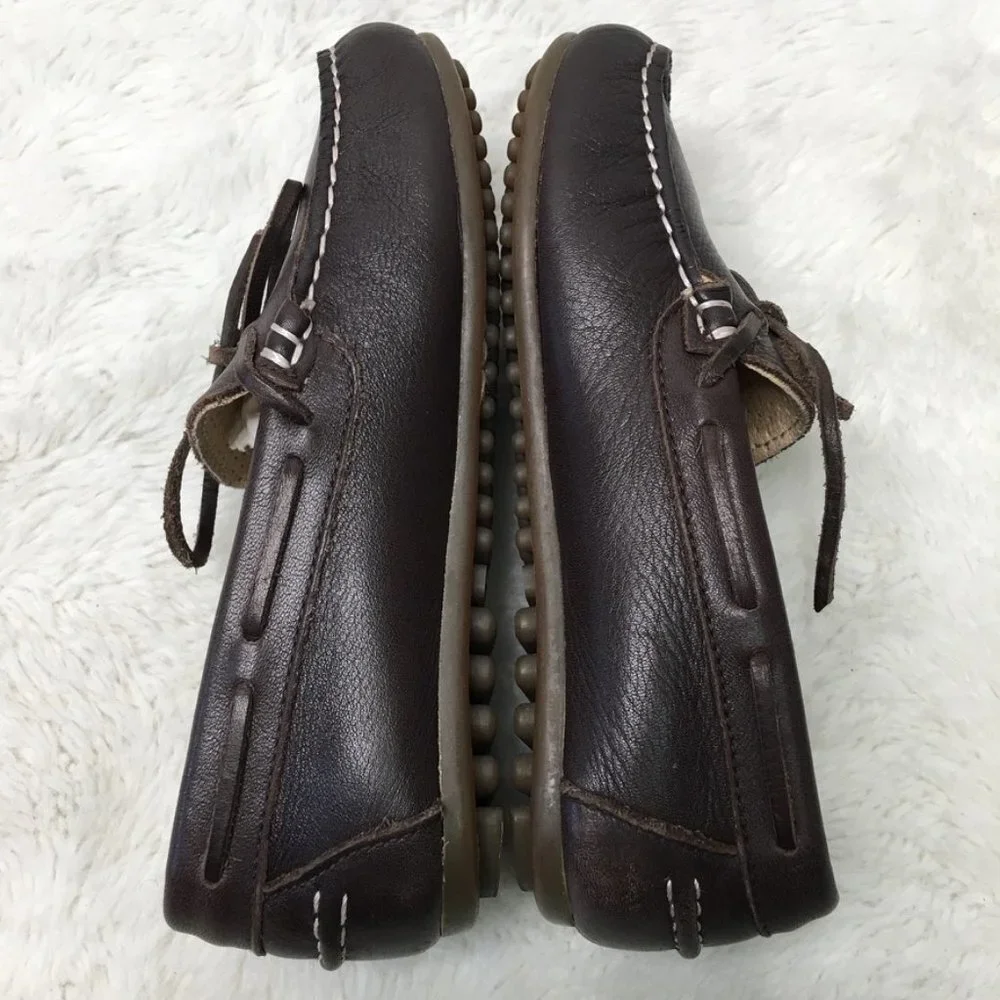 Nanos Toddler Boys Brown Leather Slip On Moccasins Shoes Size 30 / 12.5 US